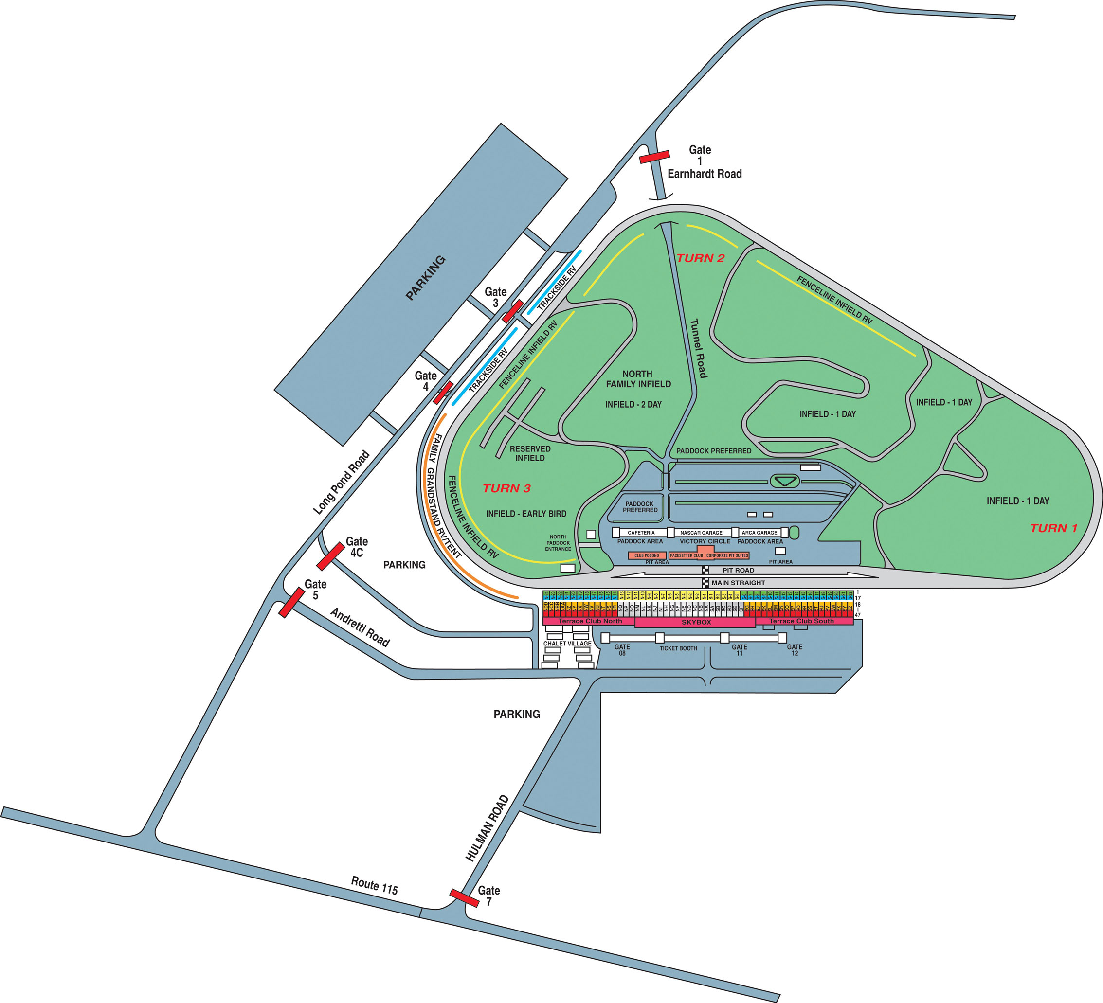 Pocono Raceway Seating Map 6386