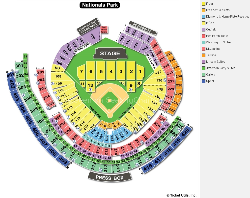 Washington Nationals Park Seating Chart With Rows Elcho Table