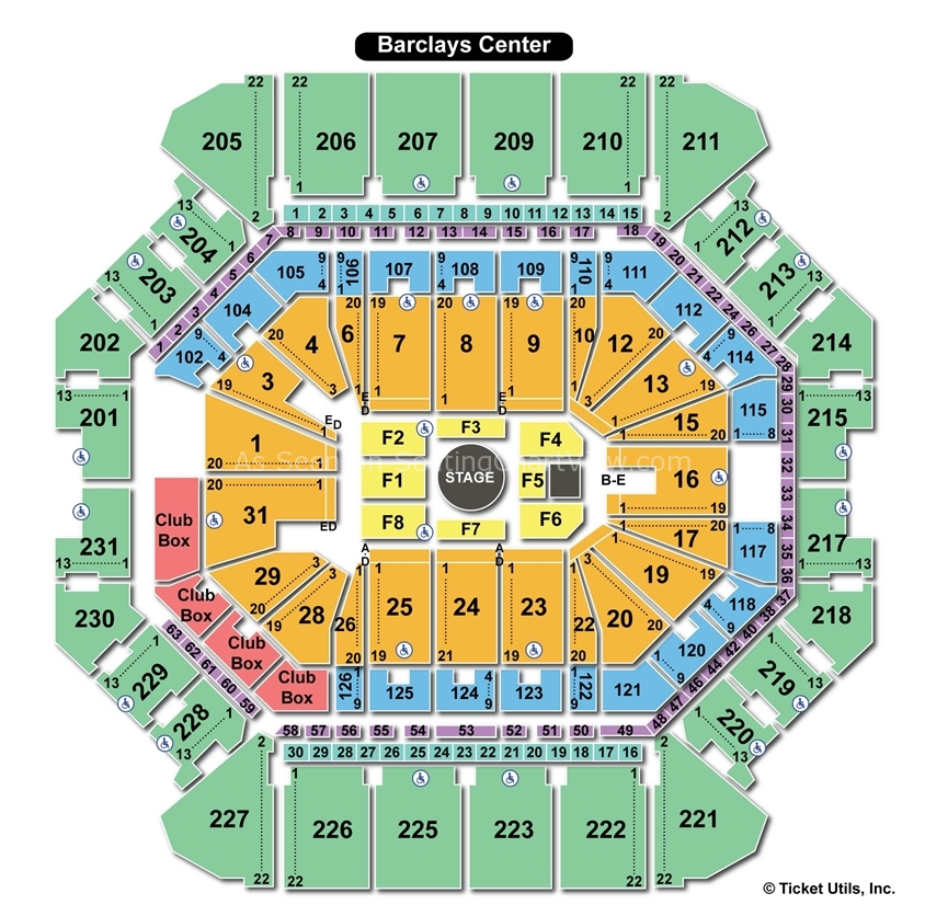 Barclays Center Brooklyn Nets & concerts seat numbers detailed seating chart  - New York 