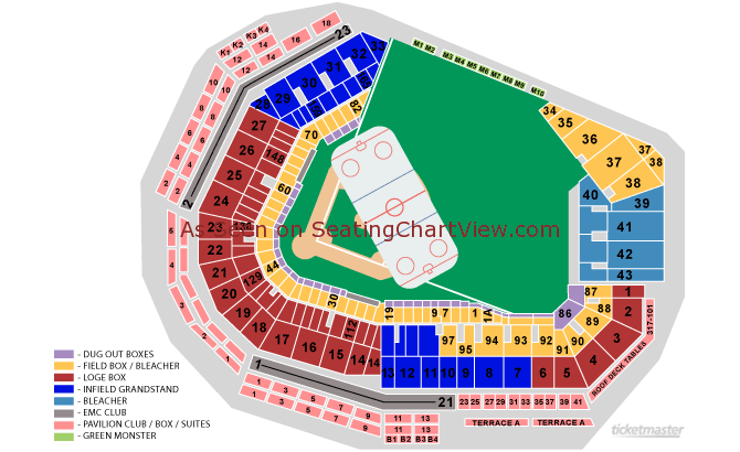 Fenway Park Seating Chart With Numbers