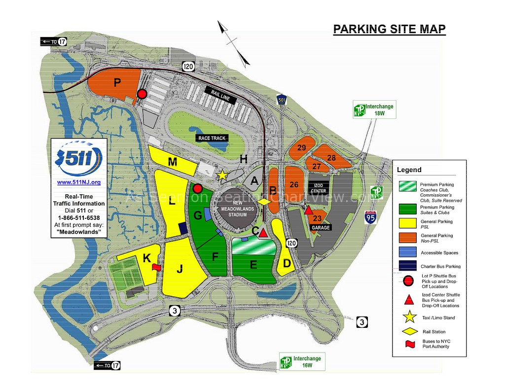 MetLife Stadium E Rutherford NJ Seating Chart View   Meadowlands Parking Map1 