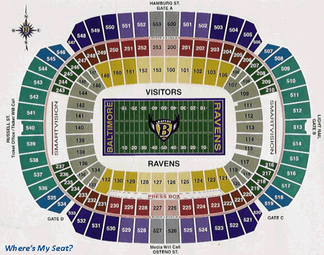 M T Bank Stadium Baltimore MD Seating Chart View