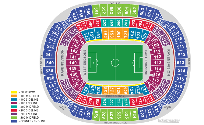 M&T Bank Stadium Soccer Seating Chart.