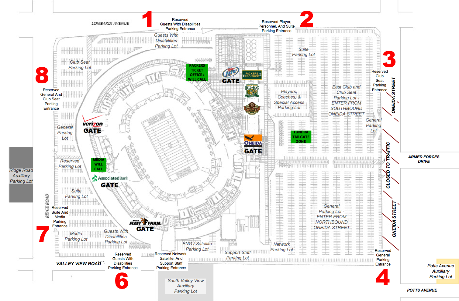 Lambeau Field, Green Bay WI - Seating Chart View