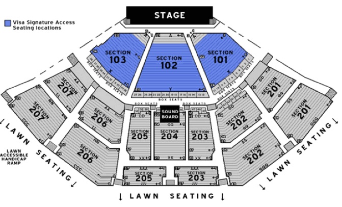 Orion Amphitheater Seating Chart With Rows And Seat Numbers