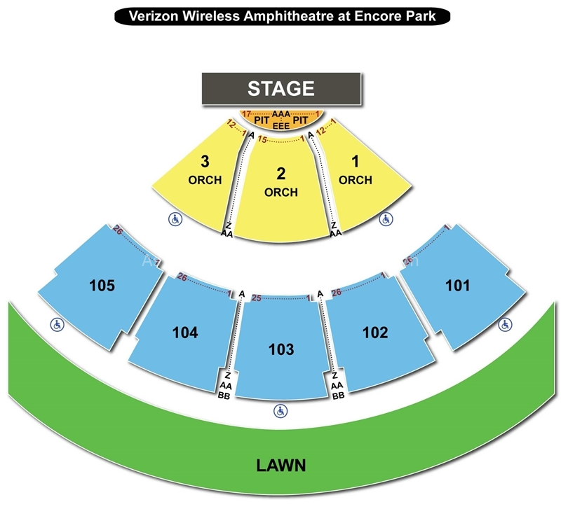 Verizon Amphitheater Ga Seating Chart Elcho Table