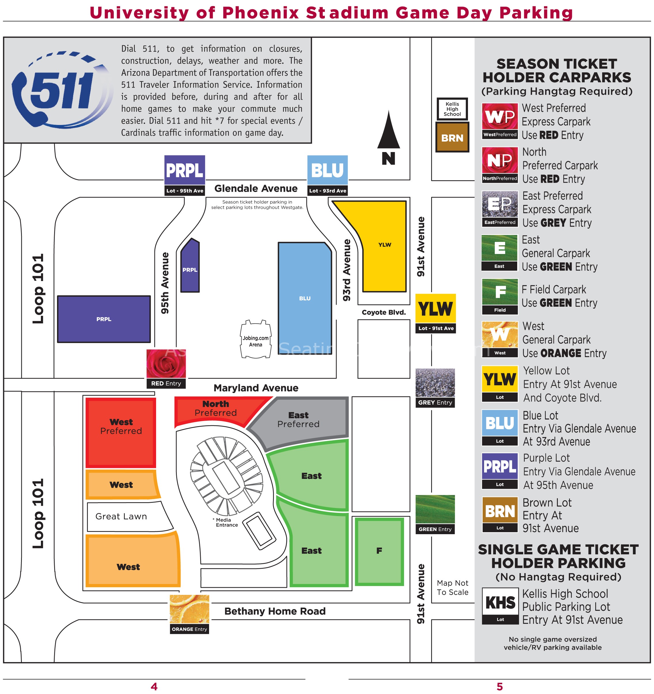 State Farm Stadium Glendale Az Seating Chart   University Of Phoenix Stadium Parking Map 