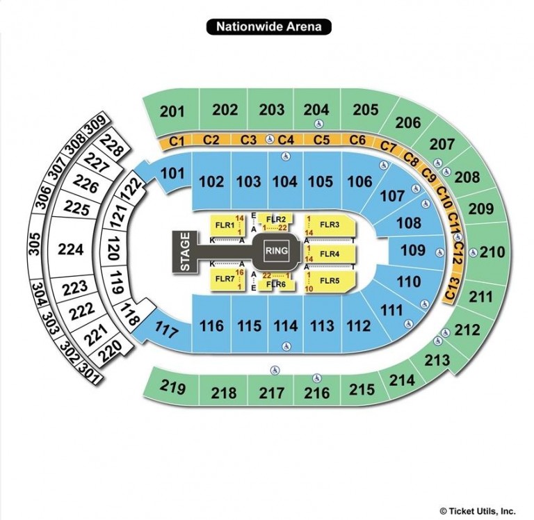 Nationwide Arena, Columbus OH - Seating Chart View
