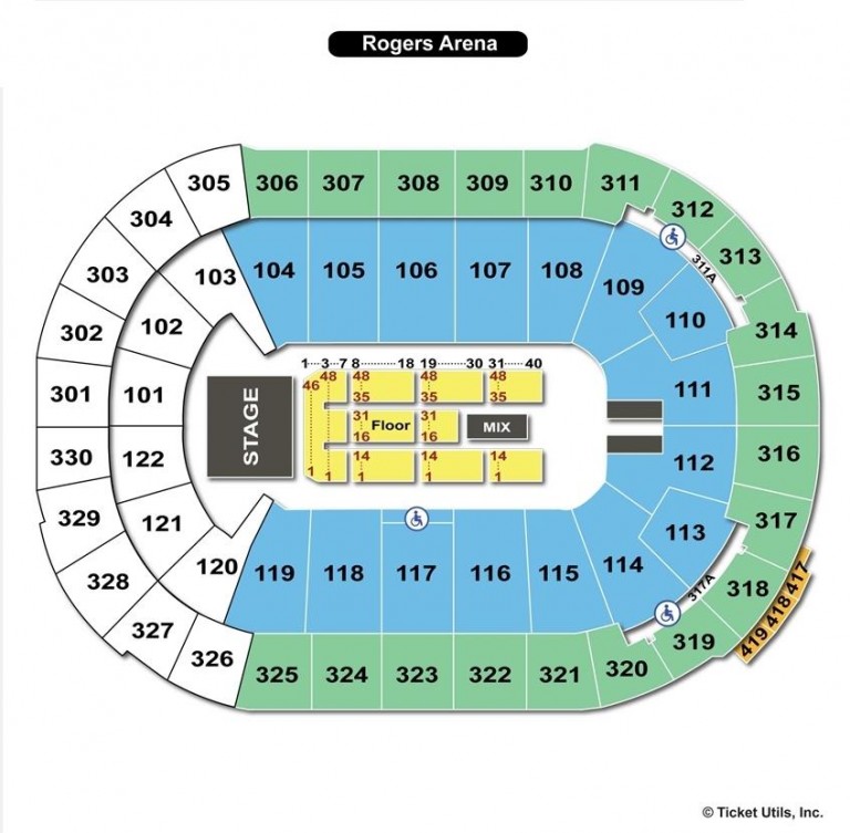 Rogers Arena, Vancouver BC Seating Chart View