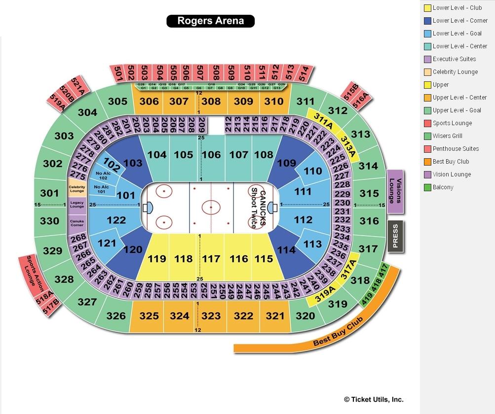 Rogers Arena Hockey Seating Chart