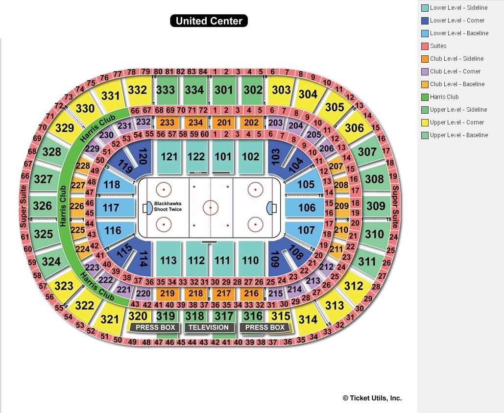 United Center Concert Seating Chart With Seat Numbers Two Birds Home