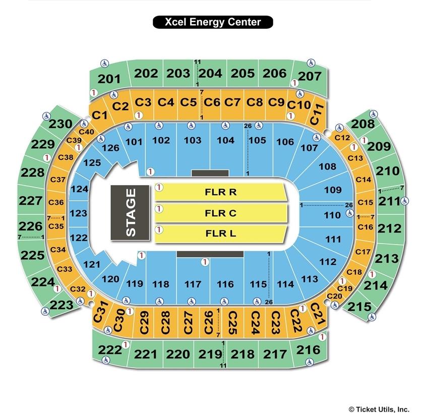 Xcel Energy Center End Stage Seating Chart