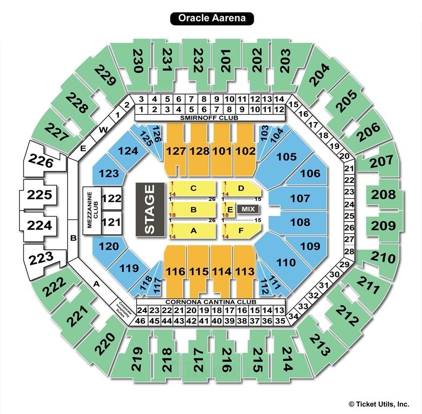 Oracle Arena, Oakland CA Seating Chart View