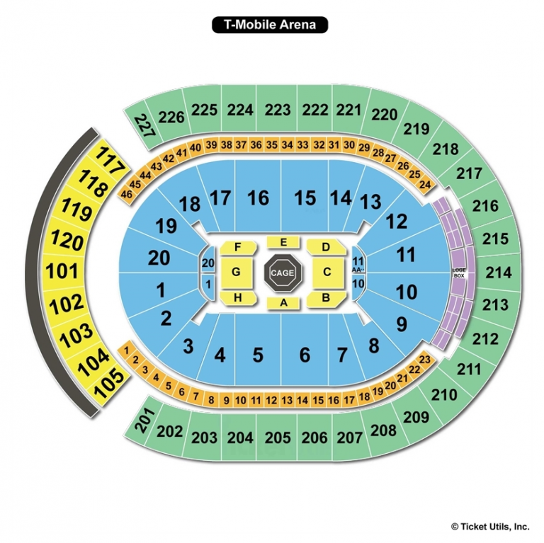 TMobile Arena, Las Vegas NV Seating Chart View