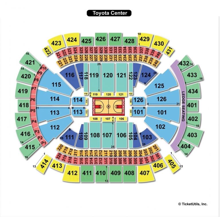 Toyota Center, Houston TX Seating Chart View