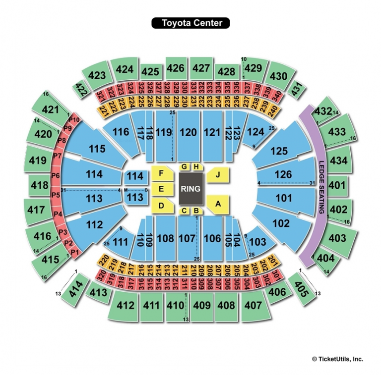 Toyota Center, Houston TX Seating Chart View